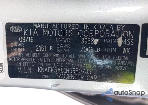 2017 Kia Forte Lx из США, поврежденный, VIN KNAFK5A81H5680735